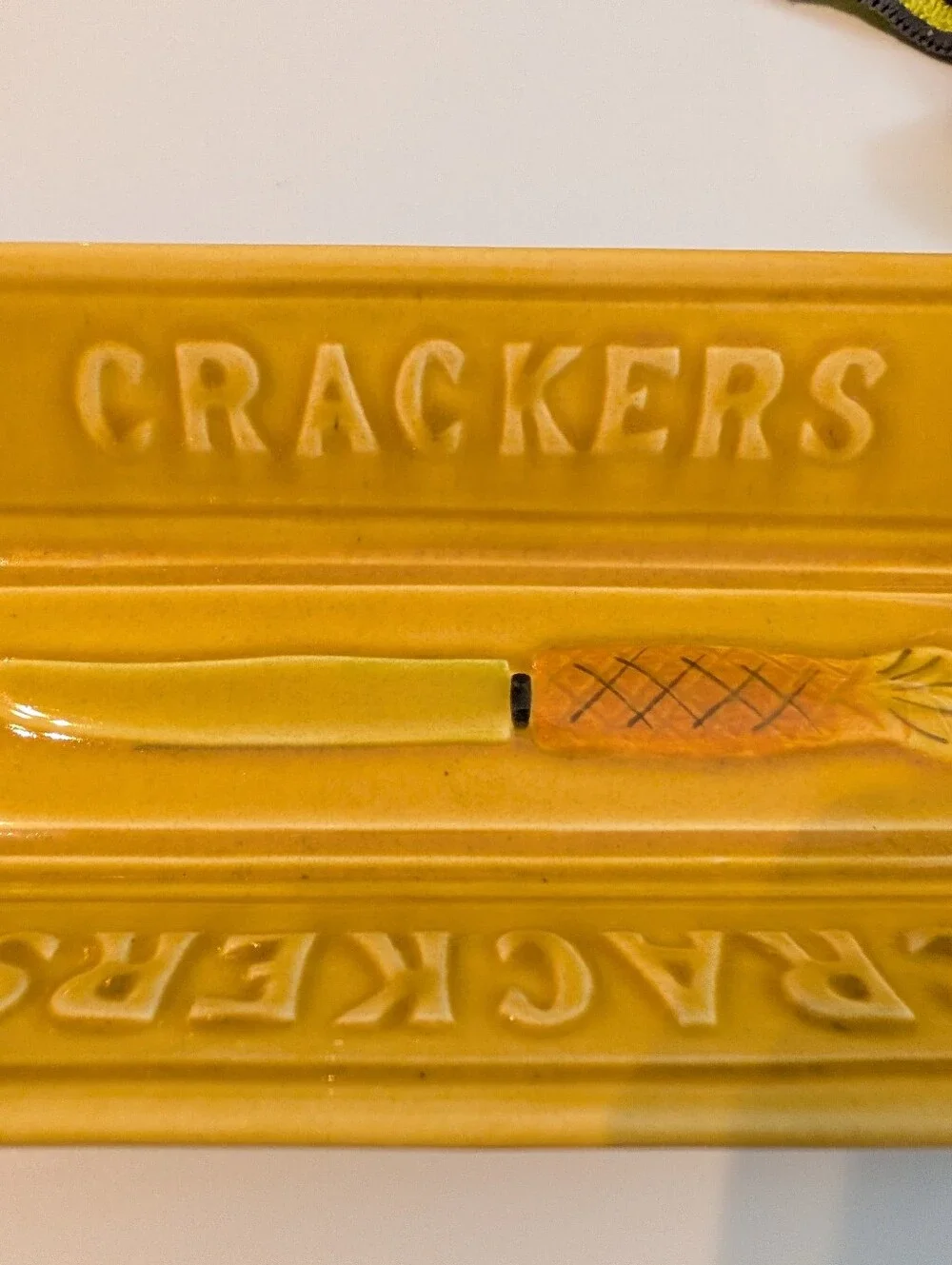 Vintage Los Angeles Potteries Cracker Dish Gold Yellow